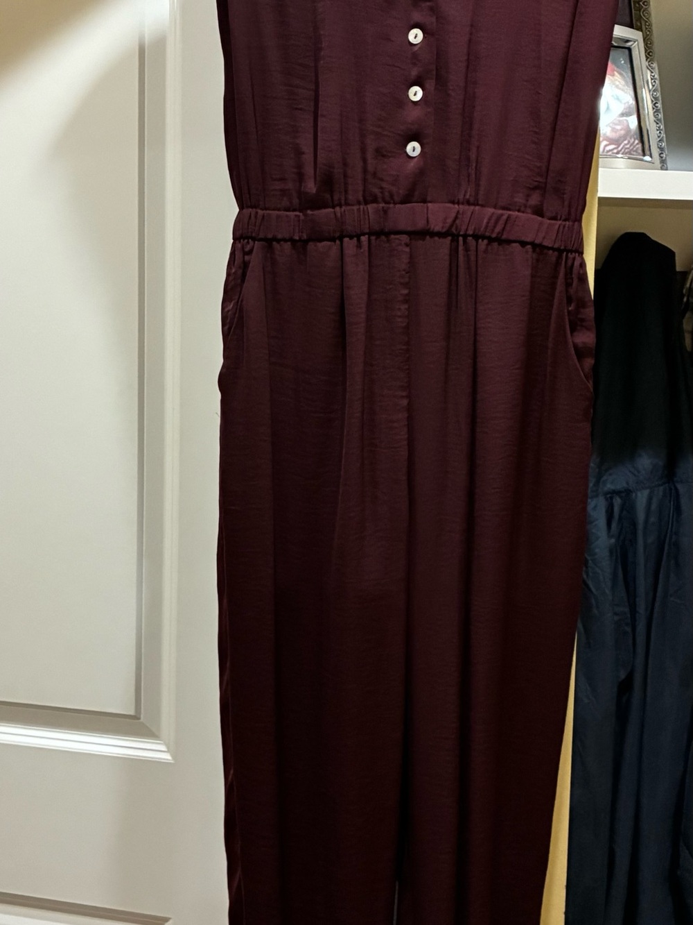 Naked Zebra Sleeveless Midi Dress in Deep Burgundy